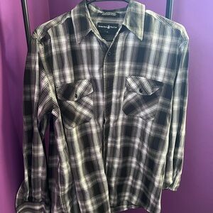 Beverly Hills Polo Club Grey Plaid Button Up Shirt